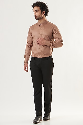 Peach Cotton Shirt by Shaberry Men