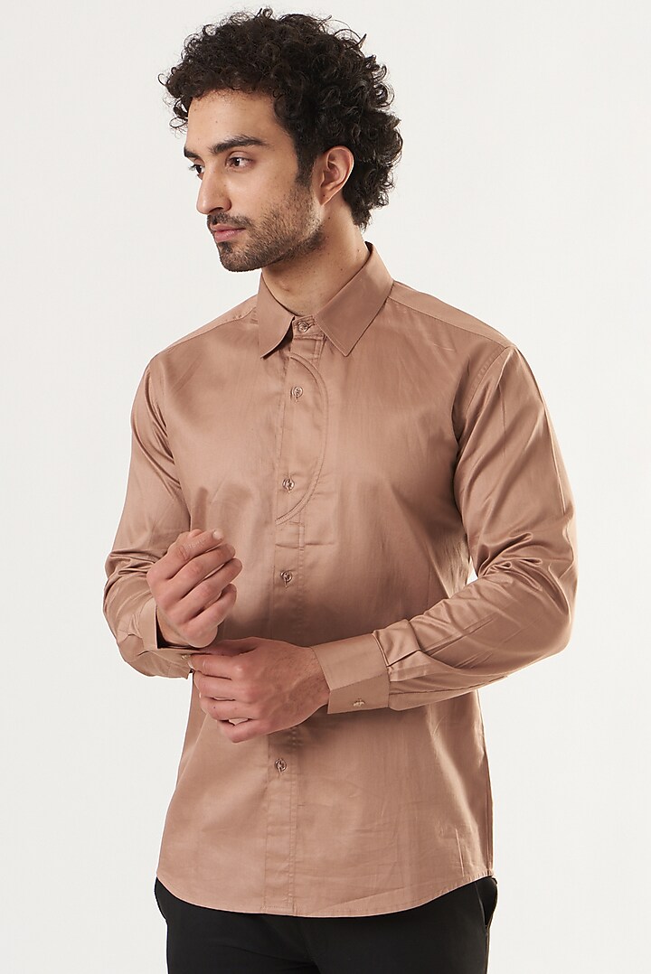 Peach Cotton Summer Shirt by Shaberry Men at Pernia's Pop Up Shop