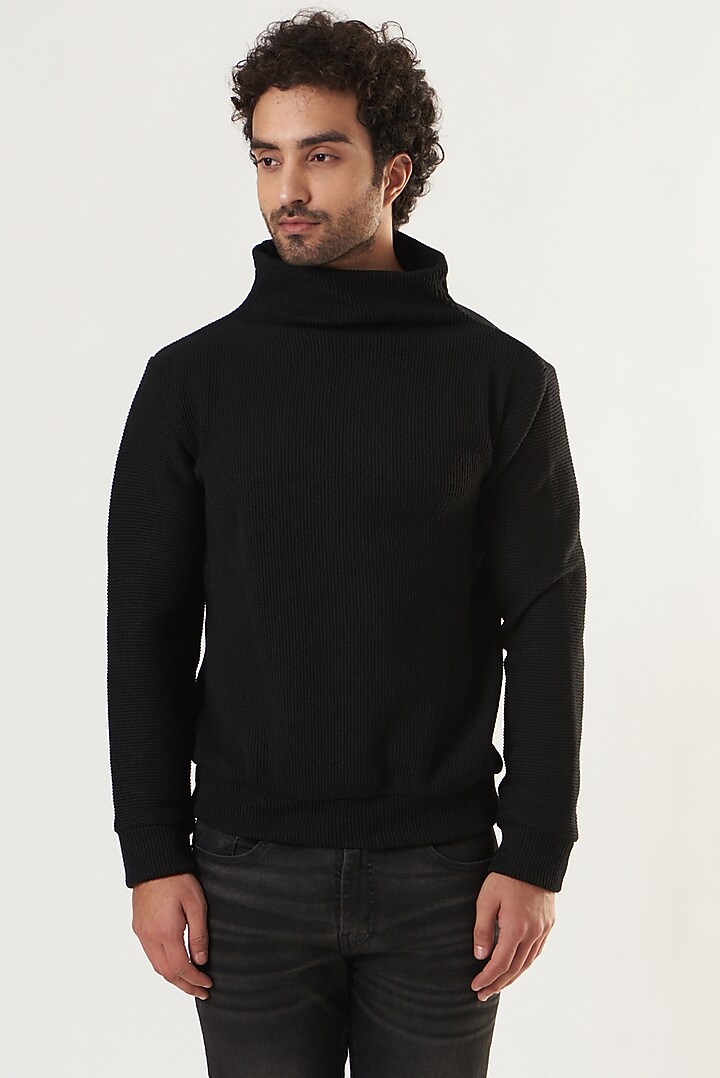 Black Wool Sweater by Shaberry Men at Pernia's Pop Up Shop