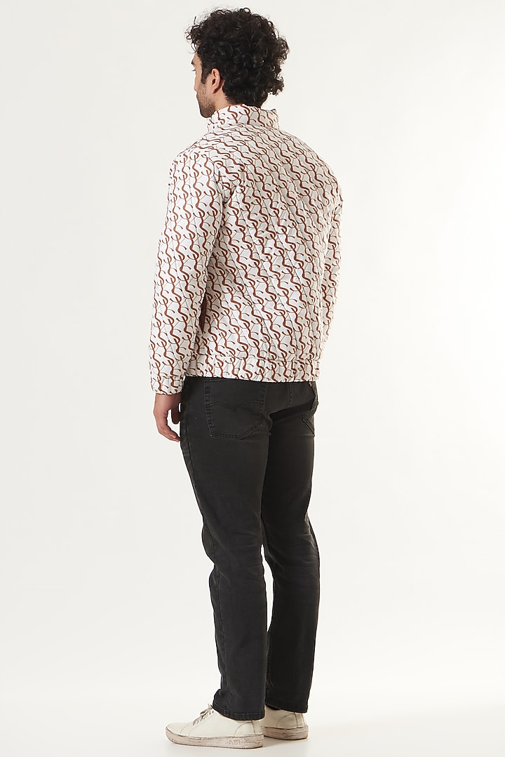 White Printed Puffer Jacket by Shaberry Men at Pernia's Pop Up Shop