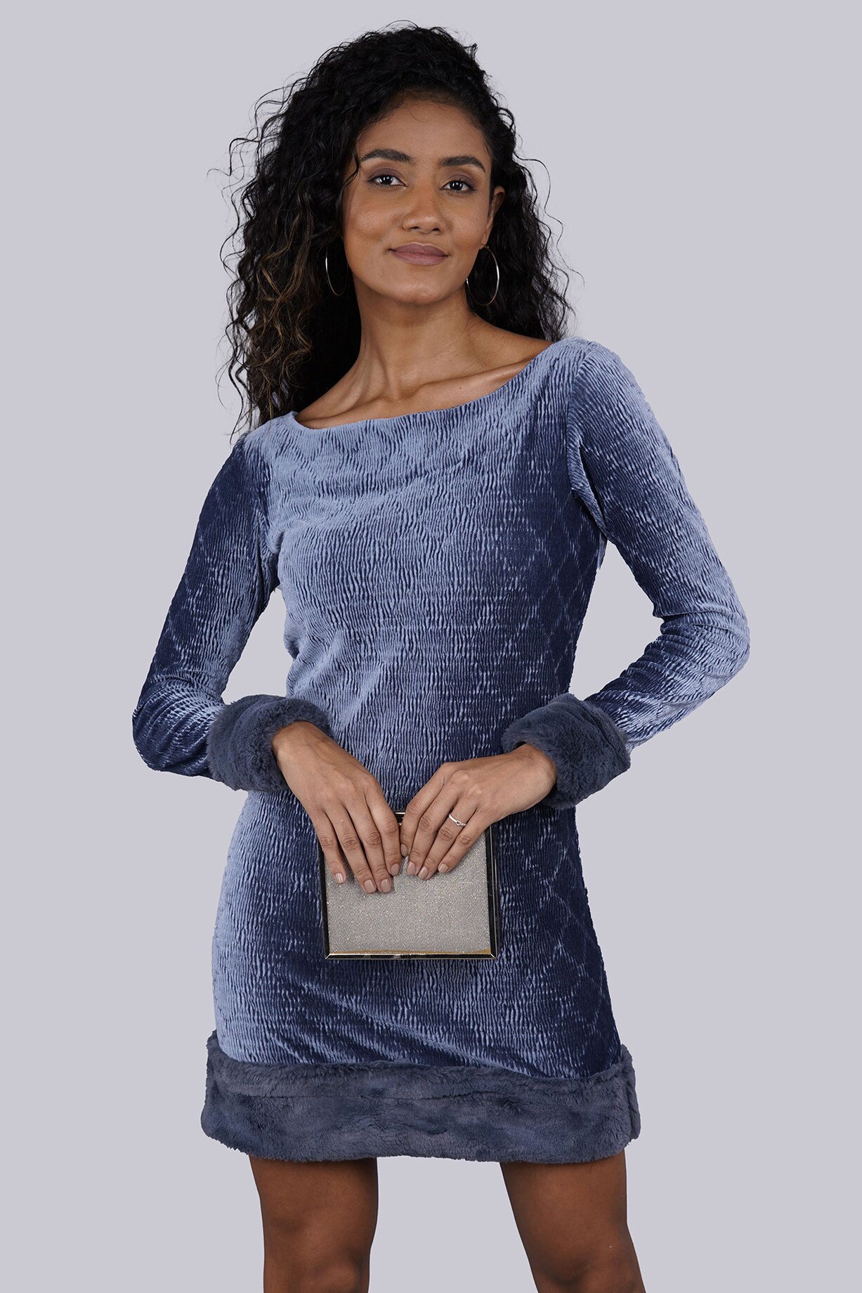 Blue Velvet Checkered Bodycon Dress by Shaberry at Pernia's Pop Up Shop 2026