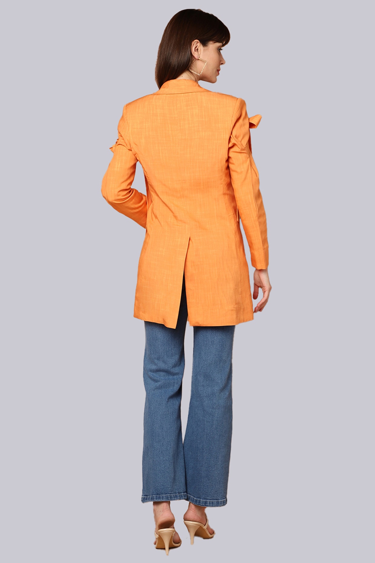 Orange linen online blazer