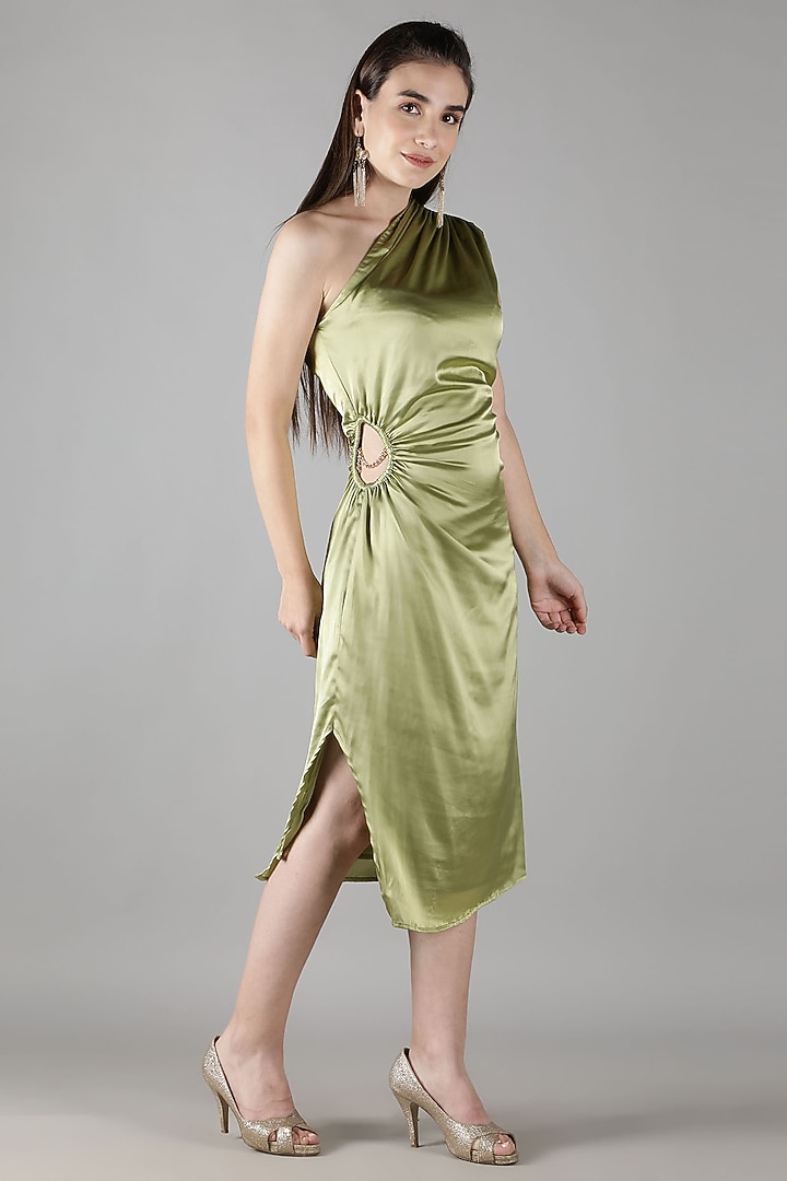 slim fit dress slacks Tatiana Velvet One Shoulder Maxi Dress | Sage main image 0