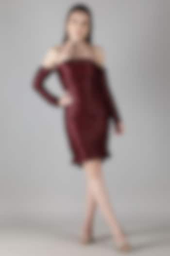 Wine Orange Peel Fabric Mini Summer Dress by Shaberry at Pernia's Pop Up Shop