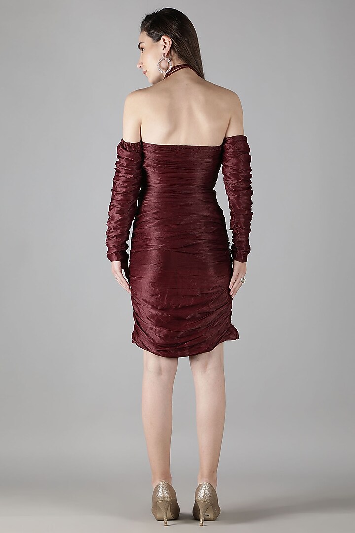 Wine Orange Peel Fabric Mini Summer Dress by Shaberry at Pernia's Pop Up Shop