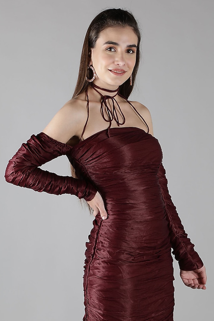 Wine Orange Peel Fabric Mini Summer Dress by Shaberry at Pernia's Pop Up Shop