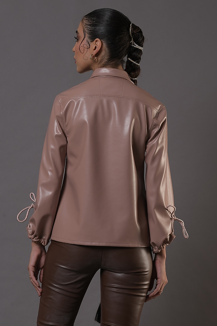 Mauve Faux Leather Shirt by Shaberry at Pernia's Pop Up Shop