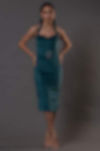 Blue Velvet Knee-Length Dress by Shaberry