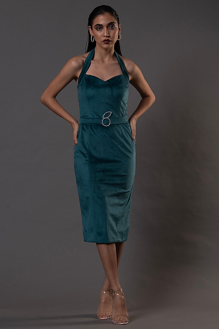 Blue Velvet Knee-Length Dress by Shaberry