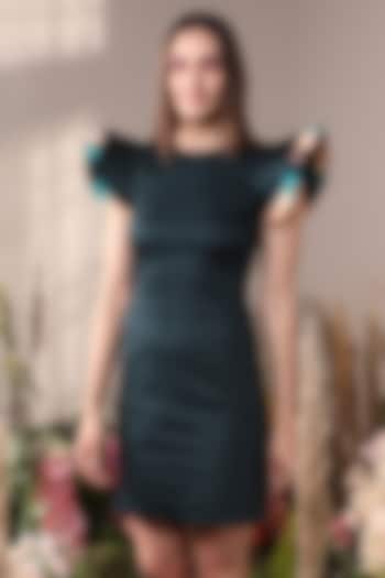 Dark Blue Viscose Bodycon Mini Dress by Shaberry