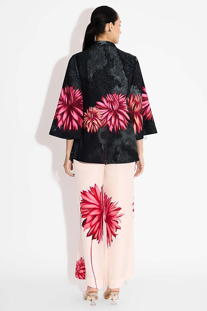 Black Banana Crepe Floral Cover Up by Shasha Gaba at Pernia's Pop Up Shop
