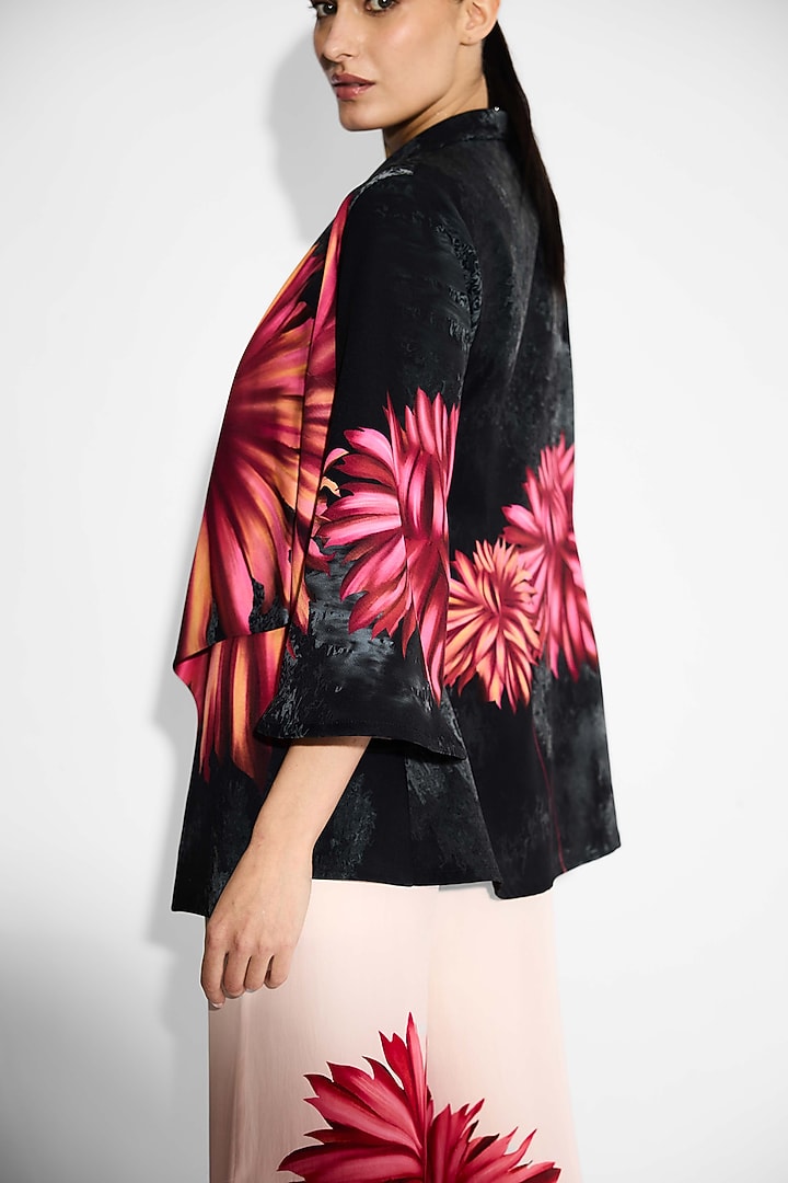 Black Banana Crepe Floral Cover Up by Shasha Gaba at Pernia's Pop Up Shop