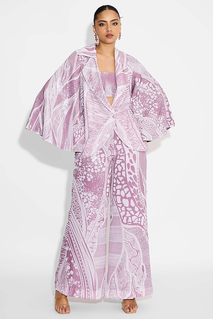 Dusty purple Transparent Poly Sequin Cape-Style Jacket by Shasha Gaba at Pernia's Pop Up Shop