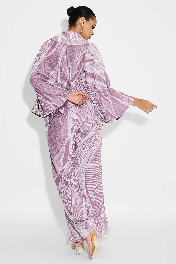 Dusty purple Transparent Poly Sequin Cape-Style Jacket by Shasha Gaba at Pernia's Pop Up Shop