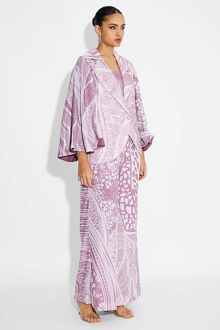Dusty purple Transparent Poly Sequin Cape-Style Jacket by Shasha Gaba at Pernia's Pop Up Shop