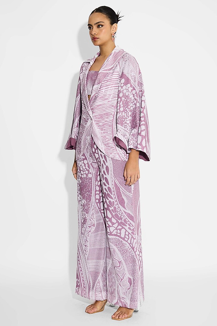 Dusty purple Transparent Poly Sequin Cape-Style Jacket by Shasha Gaba at Pernia's Pop Up Shop