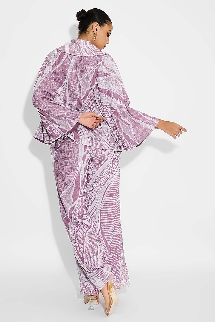 Dusty Purple Transparent Poly Sequin Pants by Shasha Gaba at Pernia's Pop Up Shop