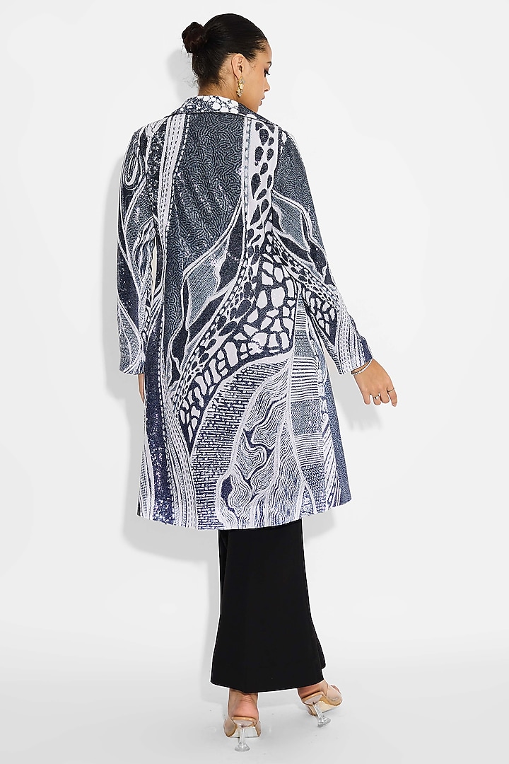 Obsidian Blue Transparent Poly Sequin Ombre Jacket by Shasha Gaba at Pernia's Pop Up Shop