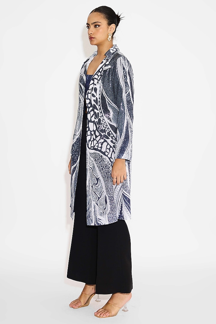 Obsidian Blue Transparent Poly Sequin Ombre Jacket by Shasha Gaba at Pernia's Pop Up Shop