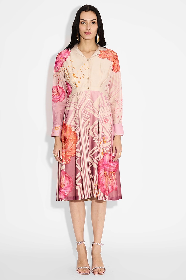 Dune Ombre Poly Chanderi Ombre Pleated Summer Dress by Shasha Gaba at Pernia's Pop Up Shop