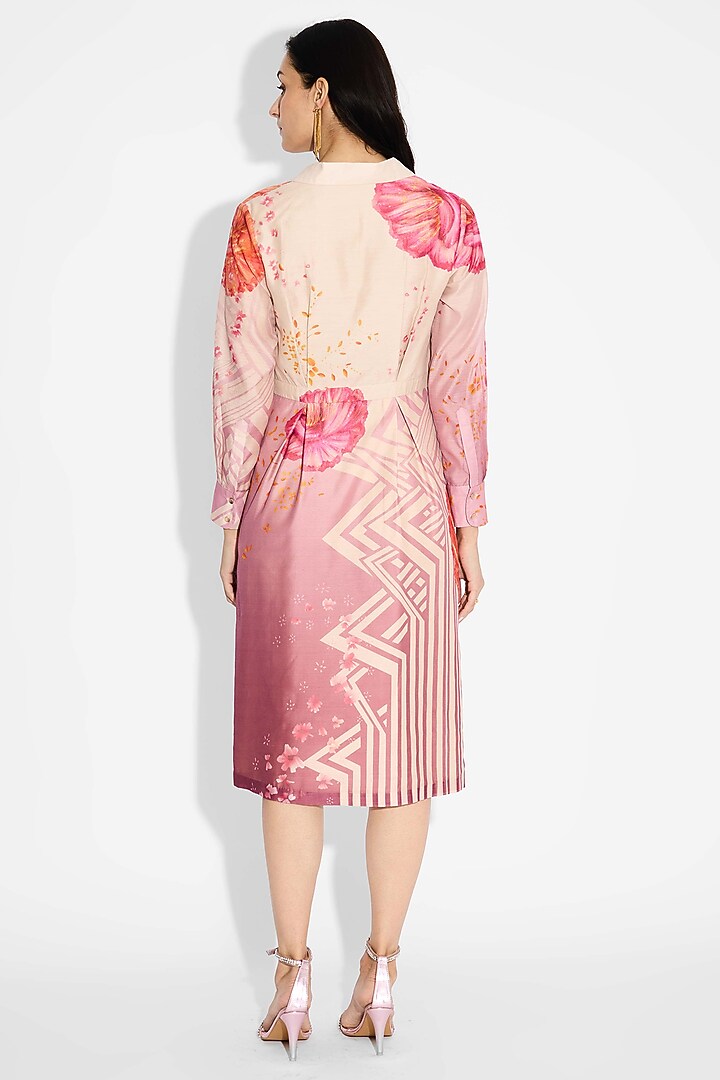 Dune Ombre Poly Chanderi Ombre Pleated Summer Dress by Shasha Gaba at Pernia's Pop Up Shop