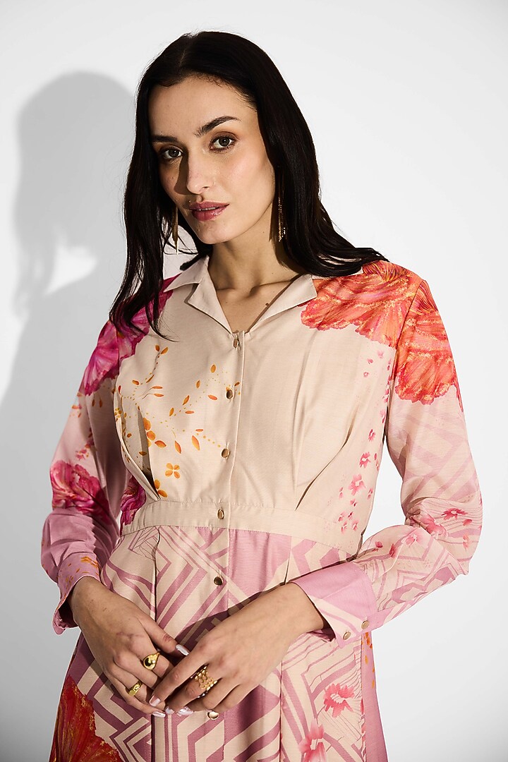 Dune Ombre Poly Chanderi Ombre Pleated Summer Dress by Shasha Gaba at Pernia's Pop Up Shop