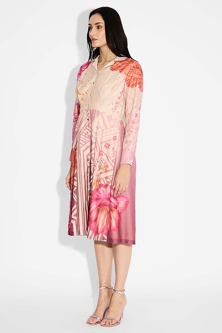 Dune Ombre Poly Chanderi Ombre Pleated Summer Dress by Shasha Gaba at Pernia's Pop Up Shop