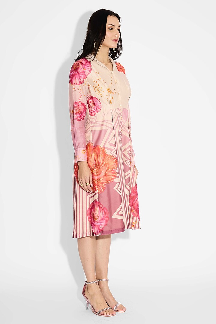 Dune Ombre Poly Chanderi Ombre Pleated Summer Dress by Shasha Gaba at Pernia's Pop Up Shop