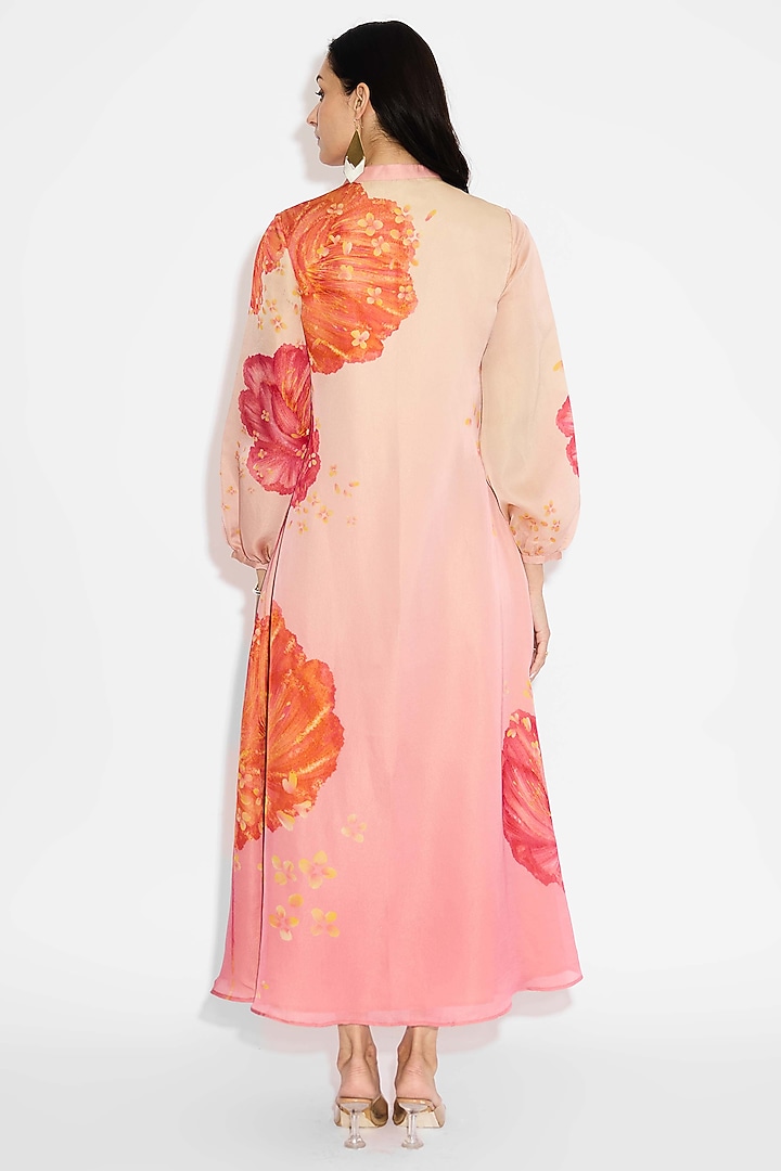 Pink Ombre Tissue Satin Floral Vacation Dress by Shasha Gaba at Pernia's Pop Up Shop