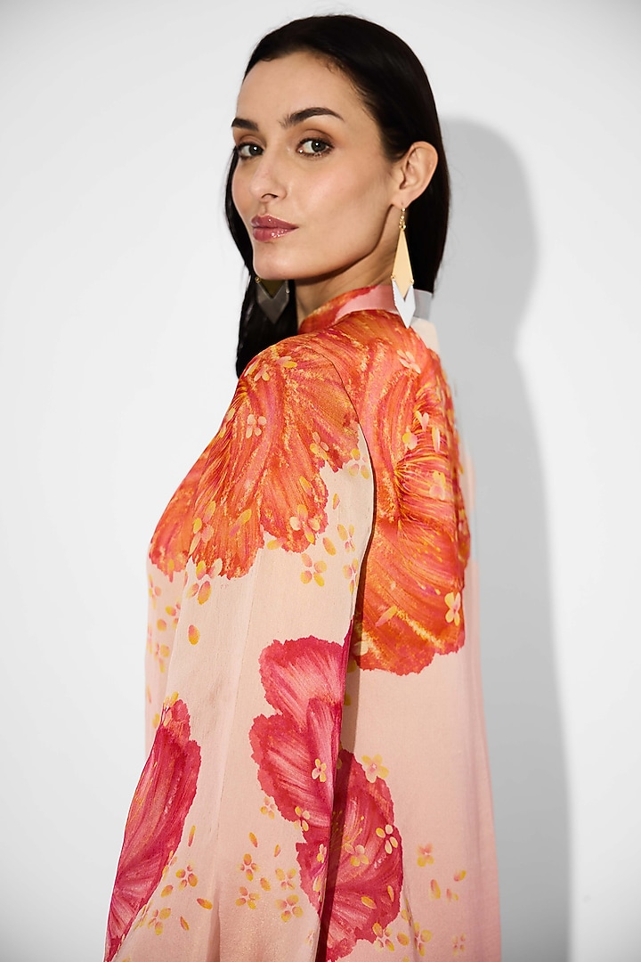Pink Ombre Tissue Satin Floral Vacation Dress by Shasha Gaba at Pernia's Pop Up Shop