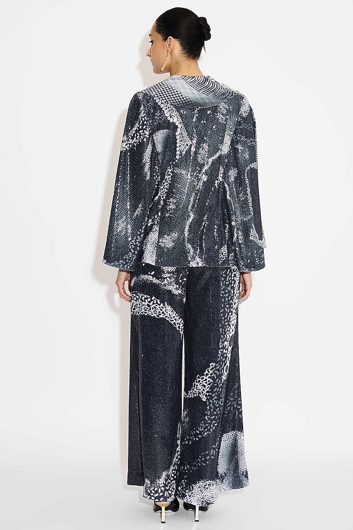 Black Transparent Poly Sequins Cape Jacket by Shasha Gaba at Pernia's Pop Up Shop