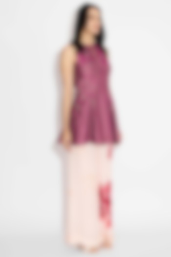 Pale Pink Bemberg Twill Floral Wide-Leg Pants by Shasha Gaba at Pernia's Pop Up Shop