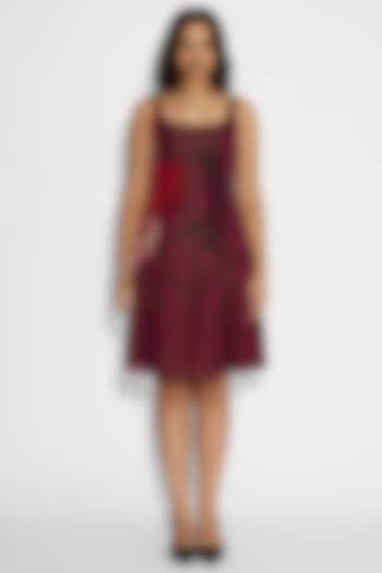 Black Tissue Satin Striped Floral Summer Dress by Shasha Gaba at Pernia's Pop Up Shop