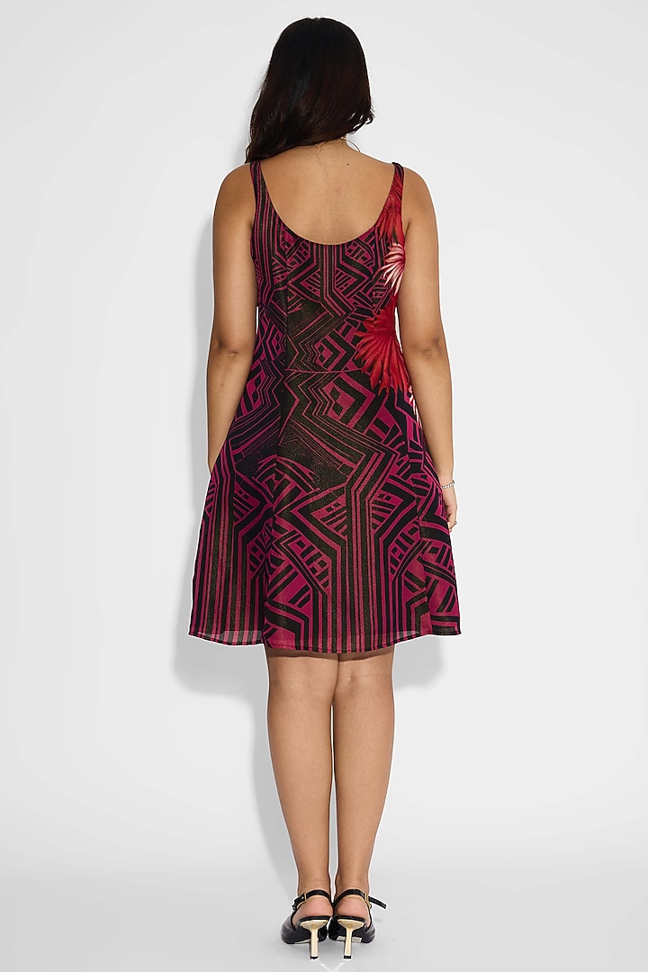 Black Tissue Satin Striped Floral Summer Dress by Shasha Gaba at Pernia's Pop Up Shop