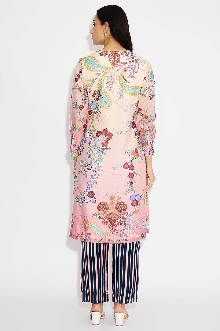 Ivory Ombre Poly Chanderi Chintz Printed Kurta Set by Shasha Gaba at Pernia's Pop Up Shop