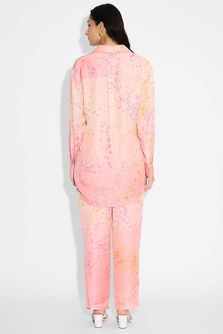 Blush Pink Ombre Bemberg Twill High-Low Co-Ord Set by Shasha Gaba at Pernia's Pop Up Shop