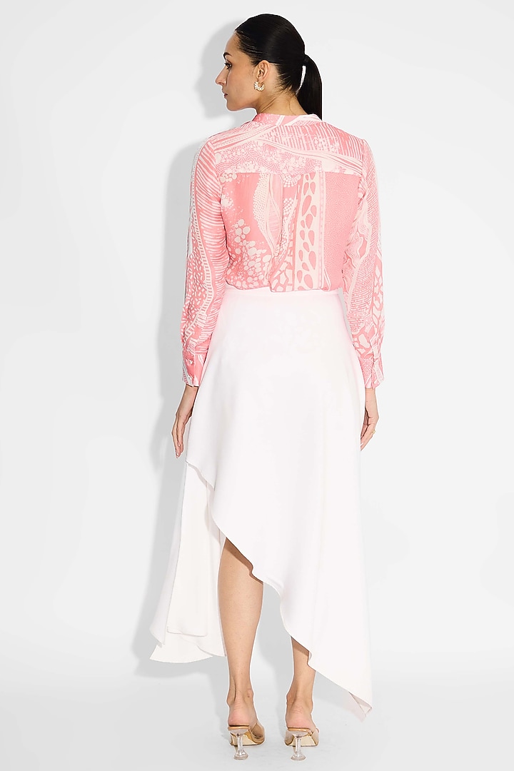 Baby Pink Bemberg Twill Printed Pintuck Shirt by Shasha Gaba at Pernia's Pop Up Shop