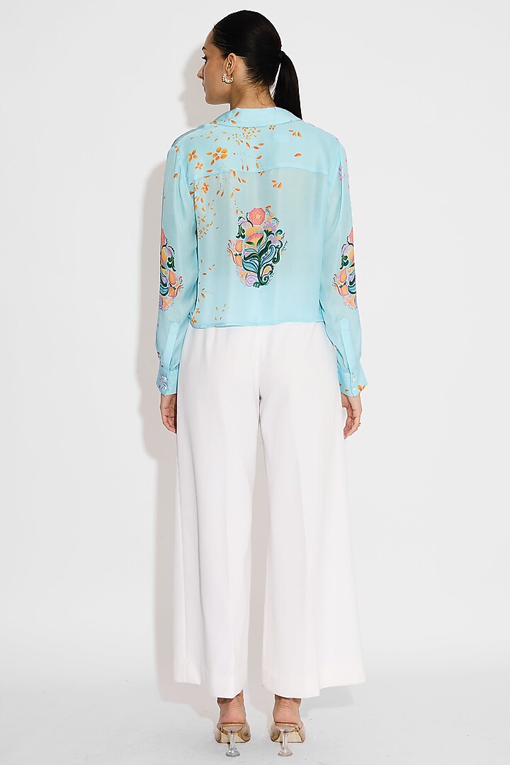 Ivory Banana Crepe Wide-Leg Pants by Shasha Gaba at Pernia's Pop Up Shop