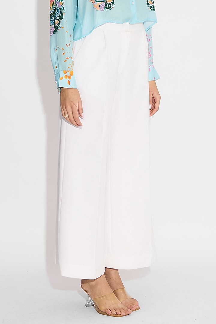 Ivory Banana Crepe Wide-Leg Pants by Shasha Gaba at Pernia's Pop Up Shop
