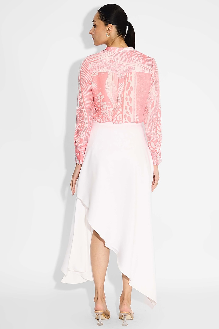 Ivory Banana Crepe Draped Skirt by Shasha Gaba at Pernia's Pop Up Shop