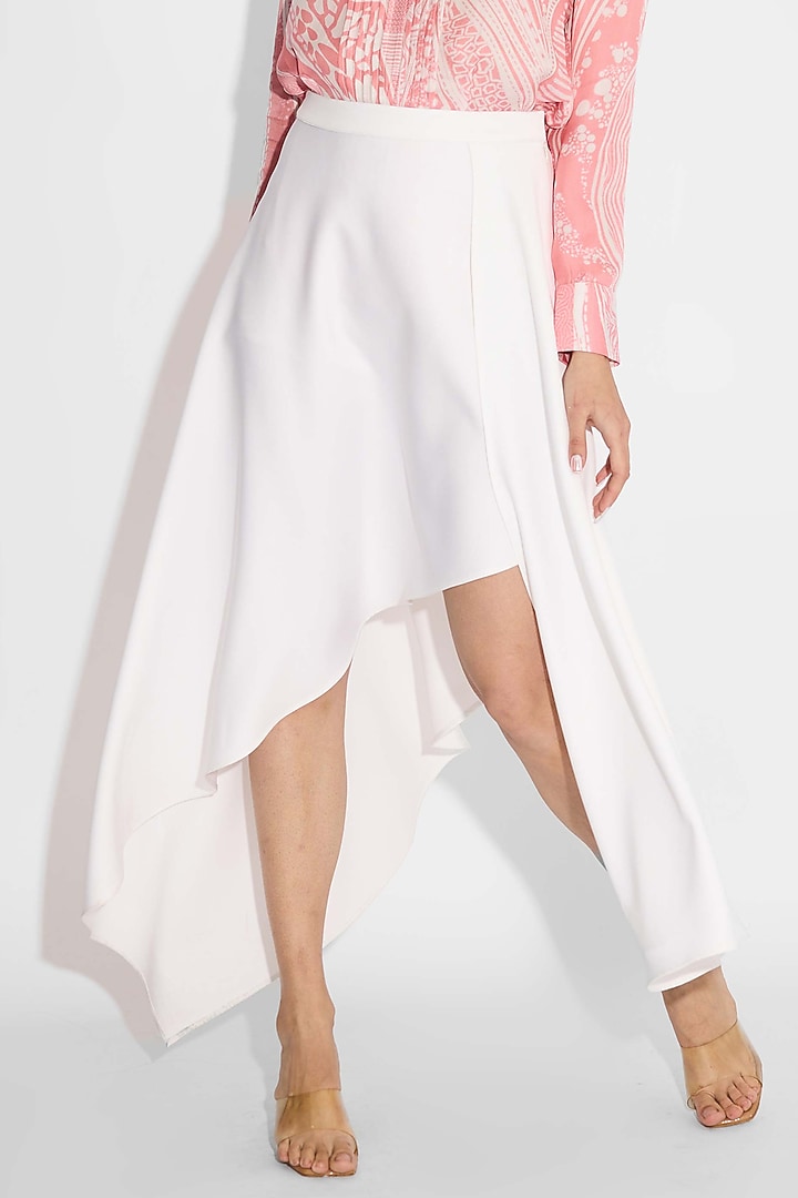 Ivory Banana Crepe Draped Skirt by Shasha Gaba at Pernia's Pop Up Shop