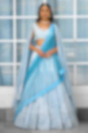 Blue Tissue Bridal lehenga for 22 Lehenga Set by Shasha Gaba at Pernia's Pop Up Shop