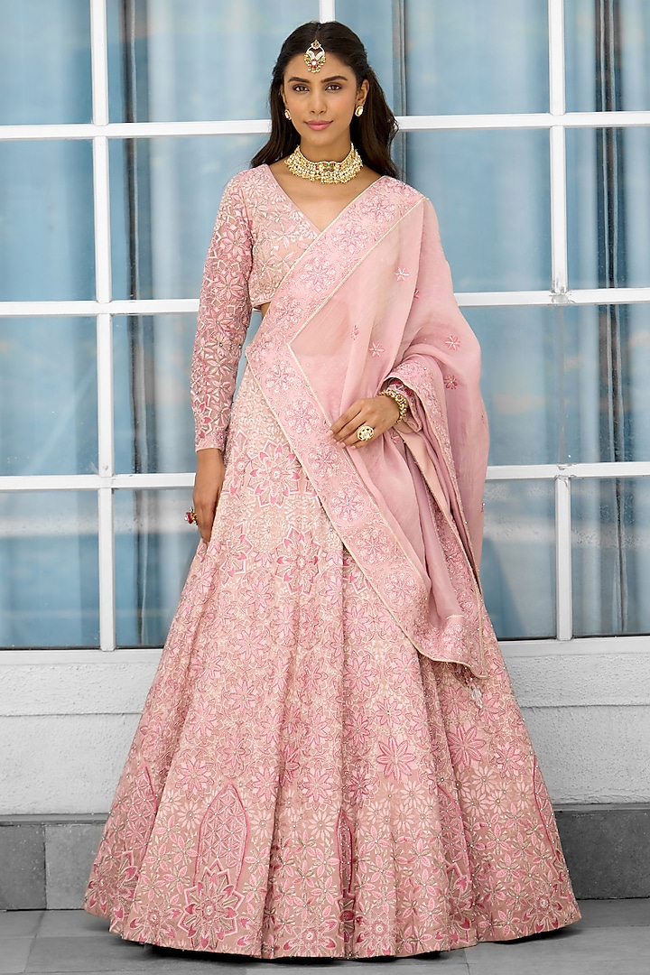 Pink Tissue Hand Embellished Bridal lehenga for 22 Lehenga Set by Shasha Gaba at Pernia's Pop Up Shop