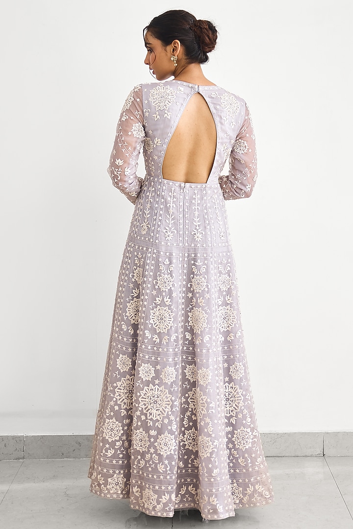 Grey Net Wedding Gown by Shasha Gaba at Pernia's Pop Up Shop