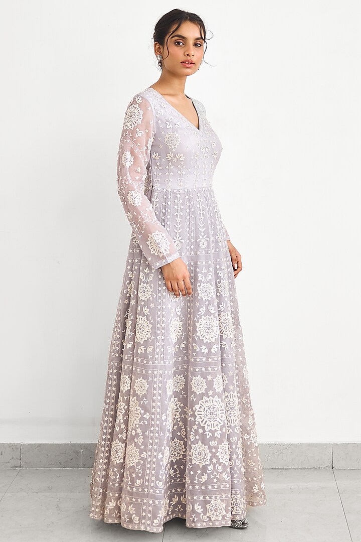 Grey Net Wedding Gown by Shasha Gaba at Pernia's Pop Up Shop