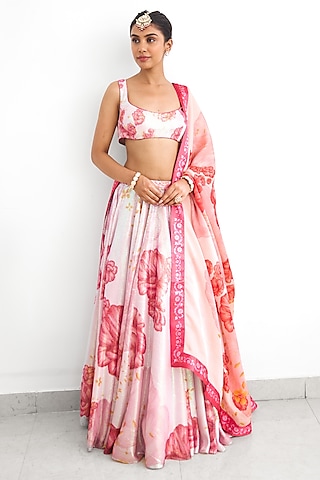 Pink Sequins Lehenga Set by Shasha Gaba