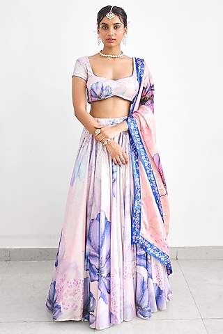 Purple Sequins Lehenga Set by Shasha Gaba