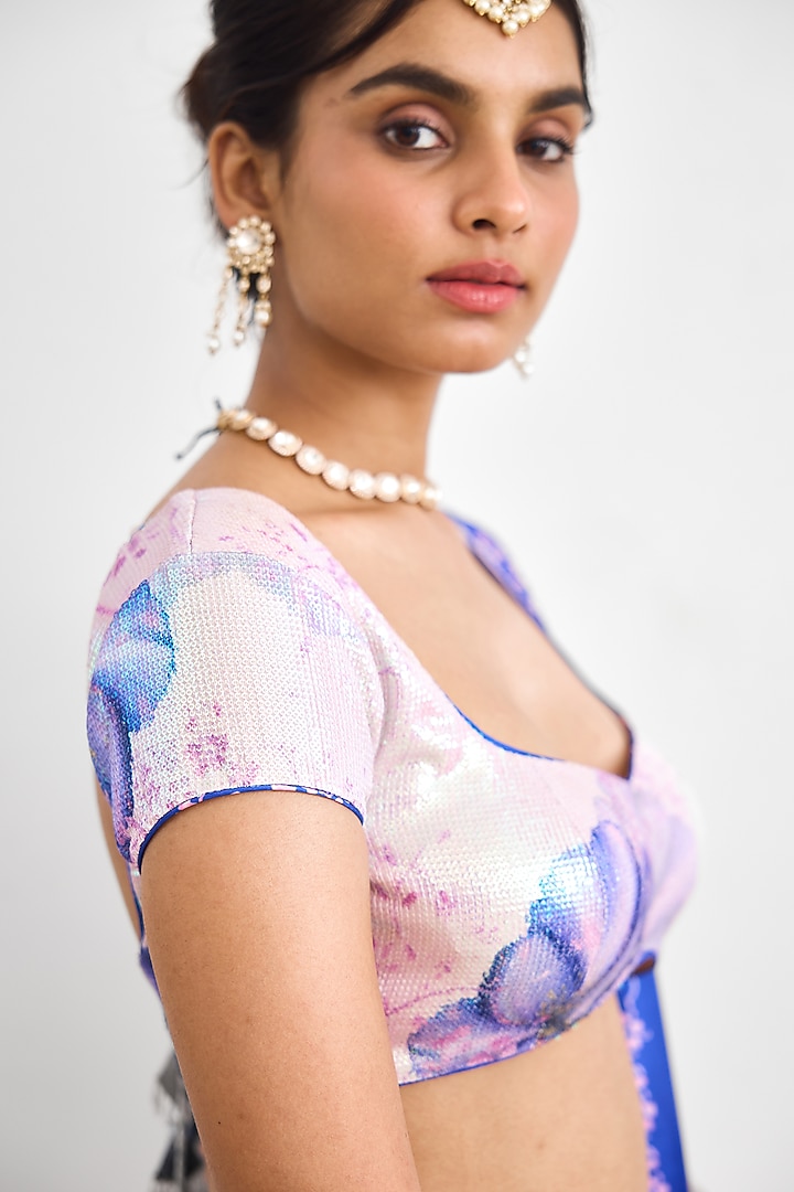 Purple Sequins Wedding Lehenga Set by Shasha Gaba at Pernia's Pop Up Shop