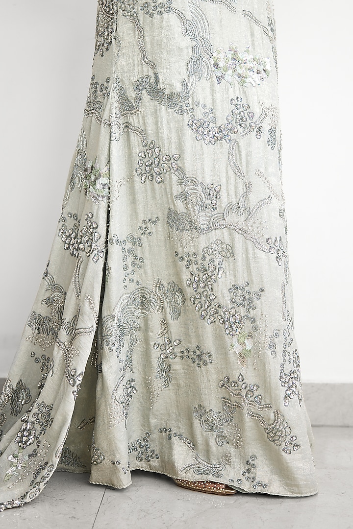 Green Crepe Wedding Gown by Shasha Gaba at Pernia's Pop Up Shop