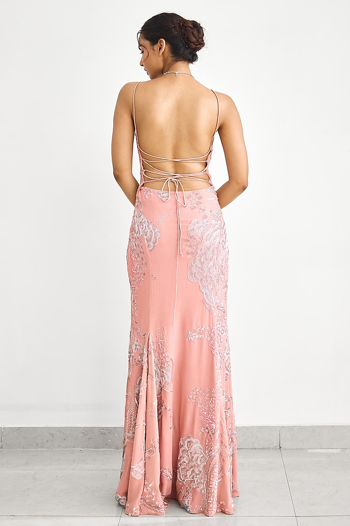Pink Crepe Wedding Gown by Shasha Gaba at Pernia's Pop Up Shop
